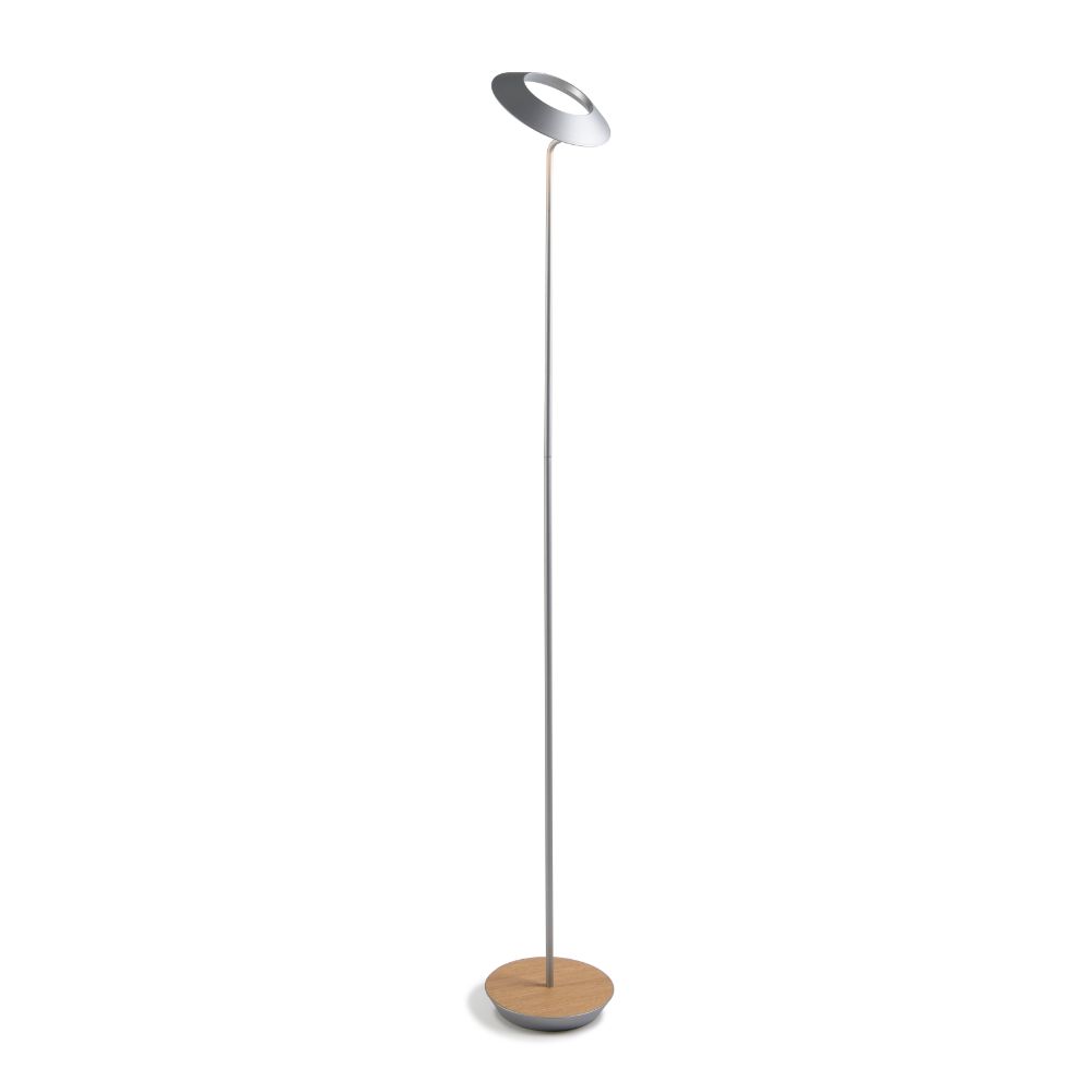 Koncept Lighting RYO-SW-SIL-WOK-FLR Royyo LED Floor Lamp, Silver Body, White Oak base plate